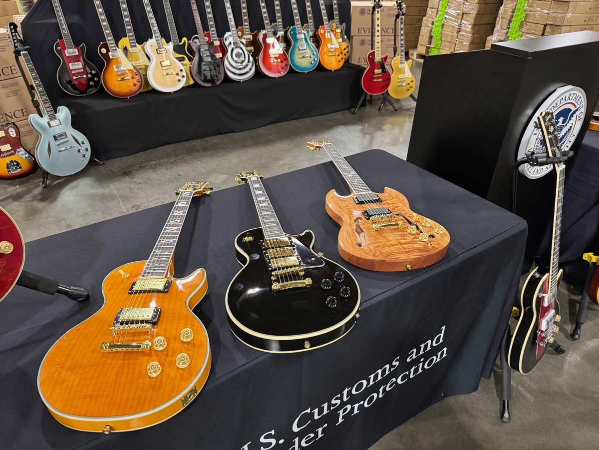 Fake Gibson Guitars Seized by U.S. Homeland Security Investigations. Photo: Mani Albrecht, Audio Visual Production Specialist U.S. Customs and Border Protection Office of Public Affairs