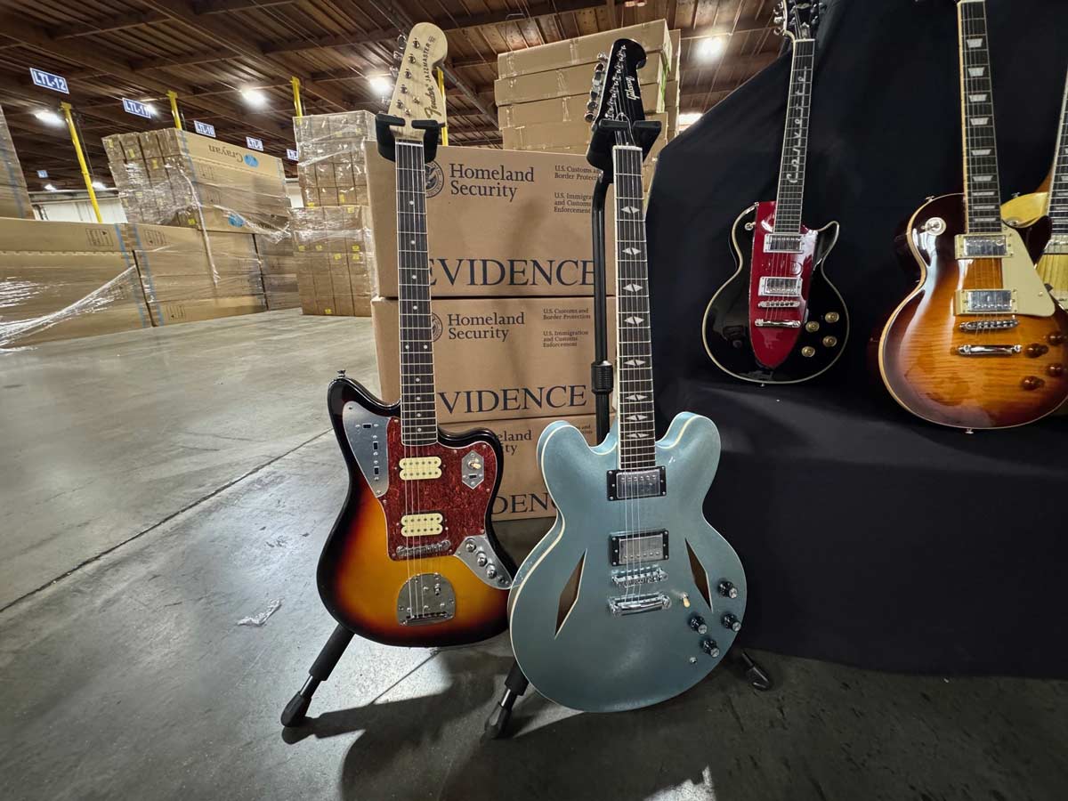 Fake Gibson Guitars Seized by U.S. Homeland Security Investigations. Photo: Mani Albrecht, Audio Visual Production Specialist U.S. Customs and Border Protection Office of Public Affairs